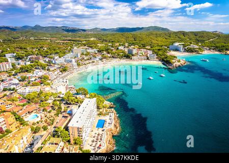 Playa Palmira plage à Peguera vue panoramique aérienne. Île de Majorque. Îles Baléares d'Espagne. Banque D'Images