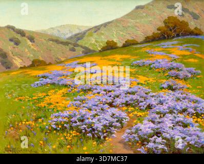 John Marshall Gamble - Wild Heliotrope and Poppies, San Francisco - 1893 - 1906 - le studio de Gamble et beaucoup de ses œuvres d'art ont été détruits dans le tremblement de terre de San Francisco de 1906 et les incendies qui ont suivi, après quoi il a déménagé à Santa Barbara. Banque D'Images