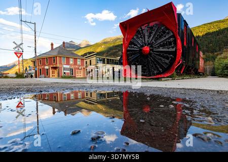 Chasse-neige Rotary historique numéro 1 (équipement de déneigement ferroviaire) à Skagway, Alaska, États-Unis Banque D'Images
