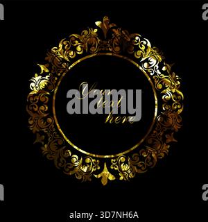 Cadre décoratif. Cadre rond élégant doré. dessiné à la main. Pas ai, illustration vectorielle Illustration de Vecteur