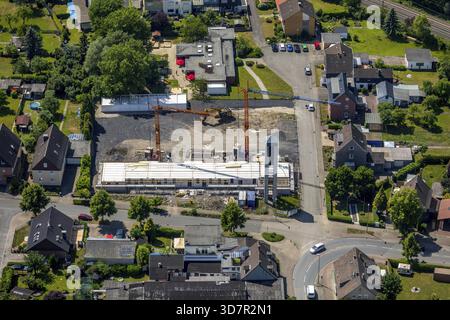 Kath. Jardin d'enfants Paulus et tour d'église, travaux de construction de dr Guenterstrasse Bernhardstrasse, Hamm, région de la Ruhr, Rhénanie-du-Nord-Westphalie, Ger Banque D'Images