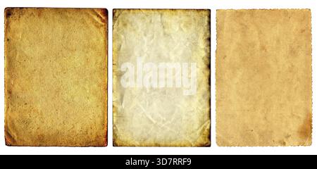 Textures de papiers anciens et Vintage isolées sur le blanc Banque D'Images
