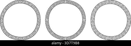Cadre circulaire grec doodle. Cadre rond romain dessiné à la main. Motif grec ou romain ancien motif de bordure. Elément circulaire d'ornement antique. Vecteur Illustration de Vecteur