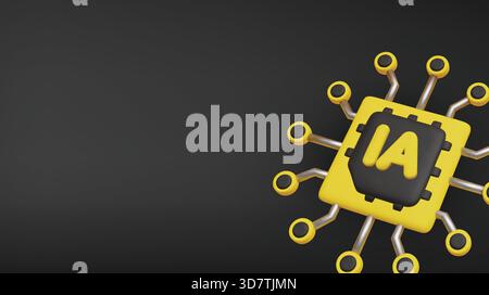 Puce 3d Vector ai, IA dans la science et les affaires, technologie et concept d'ingénierie. Illustration de Vecteur
