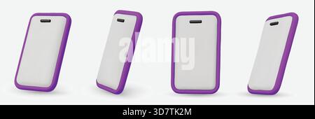 Smartphones Vector 3d dans un style minimaliste. Maquette de smartphone moderne avec écran vierge. Illustration de Vecteur