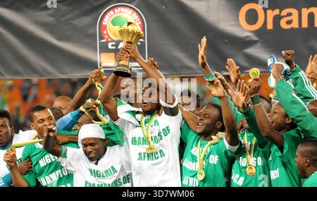 Johannesburg Afrique du Sud 10e Ferbuary 2013 Coupe d'Afrique des Nations (AFCON) finale Burkina Faso vs Nigeria. Le Nigeria remporte la Coupe d'Afrique des Nations. Nigeria Banque D'Images