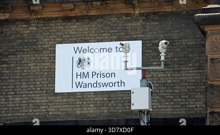 Panneau de bienvenue, HM prison Wandsworth, Wandsworth, Londres, Royaume-Uni Banque D'Images