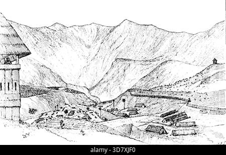 L'expédition Chin : Fort White, quartier général de la colonne nord de l'expédition Chin, 1890. L'armée britannique en Inde et en Birmanie. La colonne du Nord - avec Kalewa, sur le Chindwin, et Kalymyo, sur le Mitha, comme bases fluviales - a son quartier général à Fort White. Cette force est sous les ordres du colonel Skene, D.S.O., et est composée des 10th et 38th Bengale Infantry, qui tiennent la vallée et les palissades sur la route du fort White... nos correspondants militaires, à la fois avec les troupes de Demagiri et Fort Langleh, avançant à travers les hautes terres et les forêts de Lushai jusqu'à Haka, et avec ceux de Poko Banque D'Images