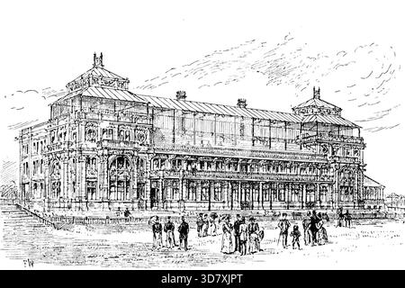 Le nouveau pavillon de Lord's Cricket Ground, St John's Wood, Londres, 1890. 'Lord's Cricket-Ground a obtenu cette saison une grande amélioration, dans le beau nouveau pavillon érigé par le Marylebone Club. L'architecte est Mr. Thomas Verity, et le travail a été réalisé par MM. Simpson et Co., pour un coût un peu plus que £20,000. Le bâtiment se trouve sur le site de l'ancien ; il est décoré de travaux en terre cuite ornementale, et peut accueillir jusqu'à 3000 personnes. Au rez-de-chaussée se trouve une pièce où les membres peuvent se réfugier sous la pluie, à 90 pieds. long et 30 pieds large. Un en Banque D'Images