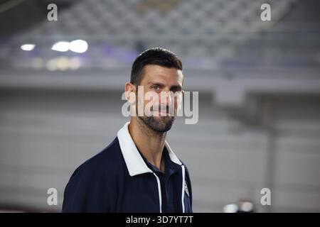 Doha, Katar. 27 novembre 2025. Novak Djokovic (Tennisspieler), QAT, formel 1 Weltmeisterschaft, Qatar Grand Prix, Doha, Lusail, circuit international de Lusail, Journée des médias, 27.11.2025 Foto : Eibner-Pressefoto/Annika Graf crédit : dpa/Alamy Live News Banque D'Images