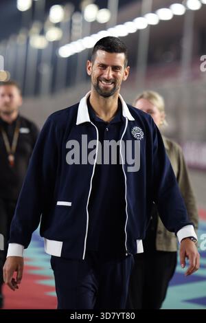 Doha, Katar. 27 novembre 2025. Novak Djokovic (Tennisspieler), QAT, formel 1 Weltmeisterschaft, Qatar Grand Prix, Doha, Lusail, circuit international de Lusail, Journée des médias, 27.11.2025 Foto : Eibner-Pressefoto/Annika Graf crédit : dpa/Alamy Live News Banque D'Images