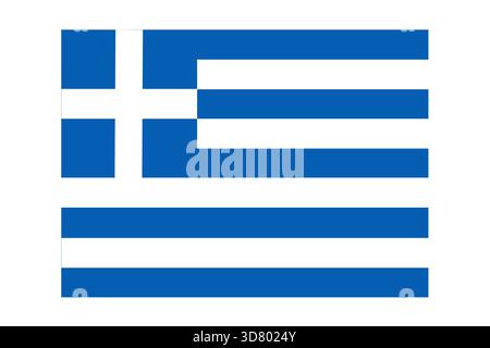Drapeau de la nation grecque isolé sur fond blanc. Banque D'Images