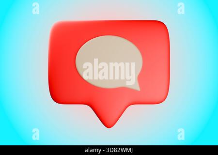icône de commentaire rouge statique sur fond bleu Banque D'Images