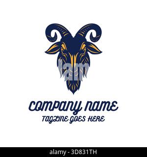 Vintage rétro Horned Goat Sheep Head Silhouette illustration Vector Illustration de Vecteur