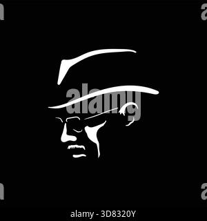 Vieux père senior homme homme avec Fedora Trilby chapeau chapeau chapeau et lunettes illustration vecteur de conception Illustration de Vecteur