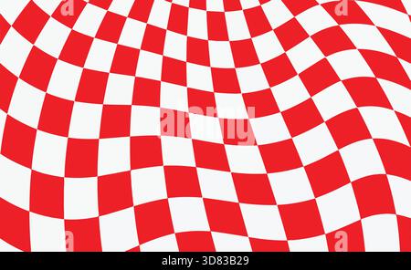Fond de damier ondulé rouge et blanc Illustration de Vecteur