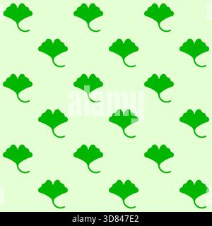 Motif feuille de Ginkgo biloba. Conception sans couture botanique de médecine à base de plantes. Fond vert clair. Idéal pour la marque de santé naturelle, suppléments. Vecteur. Illustration de Vecteur