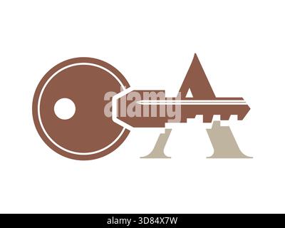 Une lettre initiale propre et moderne Une conception d'icône de clé de maison, parfait pour l'image de marque immobilière, les agences immobilières, les services de sécurité à domicile, et la profession Illustration de Vecteur