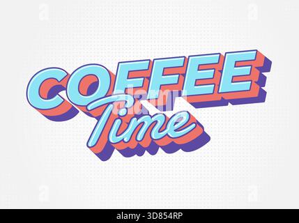 Heure du café. Lettrage pastel clair avec ombres audacieuses créant une ambiance relaxante amusante Illustration de Vecteur