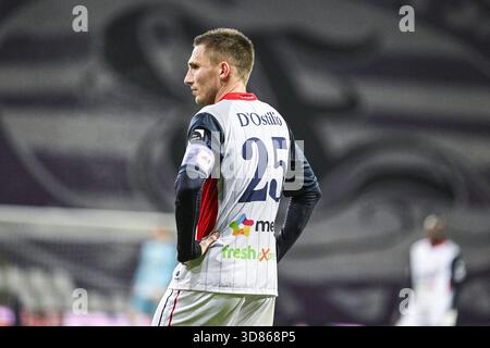 Anvers, Belgique. 28 novembre 2025. Jonathan D'Ostilio de Liège photographié lors d'un match de football entre Beerschot va et RFC Liège, vendredi 28 novembre 2025 à Anvers, le jour 15 de la deuxième division 2025-2026 'Challenger Pro League' 1B du championnat belge. BELGA PHOTO TOM GOYVAERTS crédit : Belga News Agency/Alamy Live News Banque D'Images