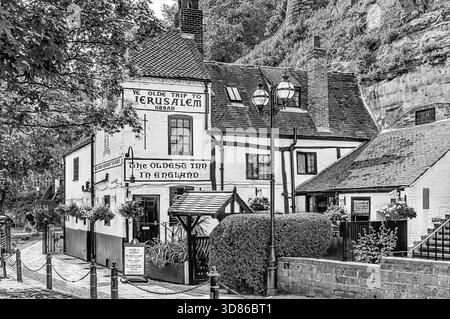 Ye Olde voyage à Jérusalem à Nottingham est l'une des 20 maisons publiques, Angleterre, Royaume-Uni Banque D'Images