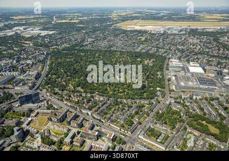 Nordfriedhof Duesseldorf, Duesseldorf, Rhénanie-du-Nord-Westphalie, Allemagne, DE, Europe, vue aérienne, vue plongeante, photographie aérienne, aeria Banque D'Images