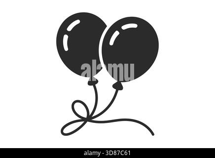 Deux ballons noirs attachés ensemble avec une ficelle et un noeud Illustration de Vecteur