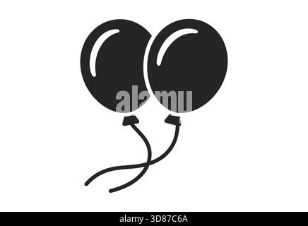 Deux ballons noirs attachés ensemble avec une ficelle et un noeud Illustration de Vecteur