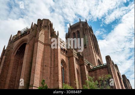 Liverpool, Royaume-Uni- 19 juillet 2025 ; la cathédrale de Liverpool en brique rouge dans la ville de Liverpool. Banque D'Images