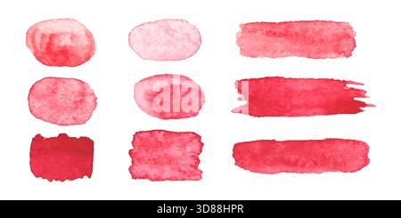 Divers échantillons d'aquarelle rouge affichent un éventail de nuances et de textures. Cet assortiment est idéal pour les artistes et les designers qui cherchent à améliorer leur c Illustration de Vecteur