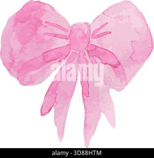 La conception d'un noeud aquarelle rose doux présente des courbes élégantes et des lignes fluides, idéales pour ajouter une touche délicate à la papeterie, aux invitations et autres cr Illustration de Vecteur