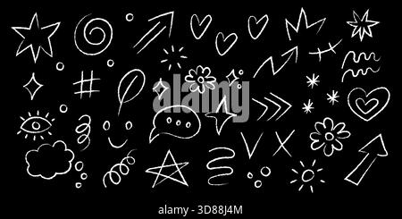 Voici une merveilleuse collection d'icônes de doodle dessinées à la main qui sont parfaites pour divers projets et besoins créatifs Illustration de Vecteur