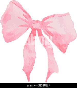Un noeud aquarelle rose doux et magnifiquement conçu, qui est idéal pour les designs élégants et les créations féminines Illustration de Vecteur