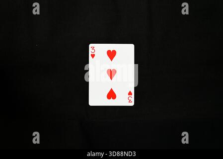 Jeu complet de cartes de poker - trois de cœur Banque D'Images