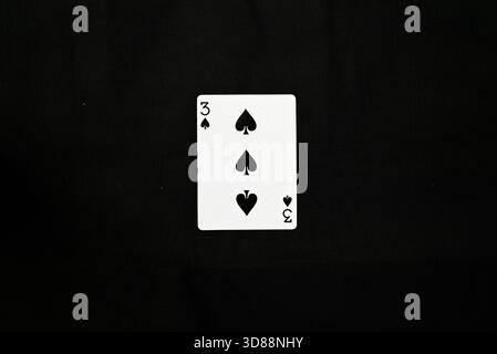 Jeu complet de cartes de poker - trois de pique Banque D'Images