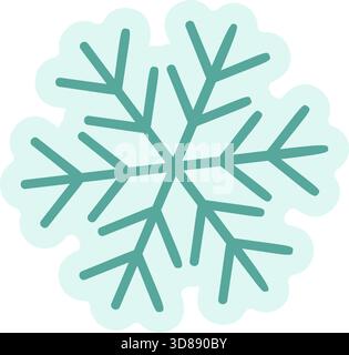 Flocon de neige stylisé à six côtés. Illustration vectorielle de style plat. Idéal pour les arrière-plans hivernaux, les autocollants, les icônes saisonnières, les graphiques météorologiques et les éléments décoratifs. Illustration de Vecteur