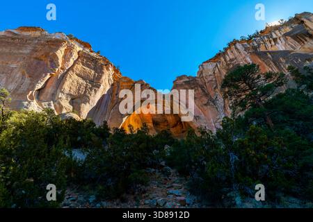 La Ventana Natural Arch a été créée en grès Jurassic Zuni il y a environ 160 milion ans. La région d'El Malpais est une terre de merveilles volcaniques. National Con Banque D'Images