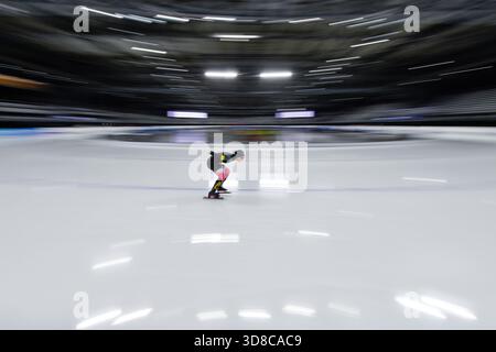 Milan, Italie 29 novembre 2025 Coupe du monde junior de patinage de vitesse ISU 2025, stade de patinage de vitesse de Milan pour la route vers 2026 crédit : TONELLO ABOZZI/Alamy Live News Banque D'Images