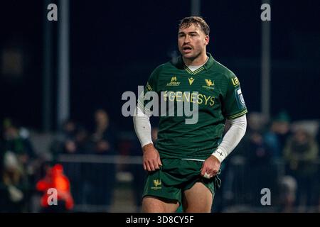 Galway, République d'Irlande. 29 novembre 2025. Shayne Bolton du Connacht lors du match de la ronde 6 du United Rugby entre Connacht Rugby et Hollywoodbets Sharks au stade Dexcom de Galway, Irlande, le 29 novembre 2025 (photo Andrew SURMA/Sipa USA). Crédit : Sipa USA/Alamy Live News Banque D'Images