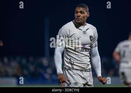 Galway, République d'Irlande. 29 novembre 2025. Hakeem Kunene des Sharks lors du match United Rugby Championship Round 6 entre Connacht Rugby et Hollywoodbets Sharks au stade Dexcom de Galway, Irlande, le 29 novembre 2025 (photo par Andrew SURMA/Sipa USA). Crédit : Sipa USA/Alamy Live News Banque D'Images