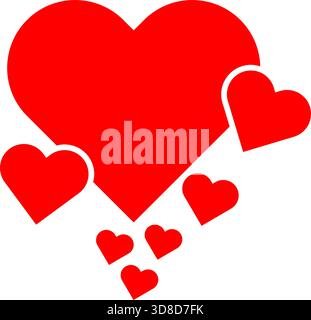 Groupe de beaux et mignons coeurs rouges ensemble illustration vectorielle pour la conception de thème romantique valentine Love Illustration de Vecteur