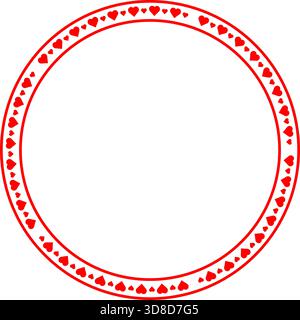 cadre de bordure circulaire de vecteur créé avec des coeurs rouges isolés sur fond blanc idéal pour la saint-valentin de mariage ou le thème d'amour romantique Illustration de Vecteur