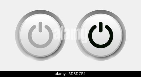 Concept moderne d'interface utilisateur avec deux boutons d'alimentation neumorphes. Un élément d'interface élégant pour les commandes numériques. Illustration vectorielle Illustration de Vecteur