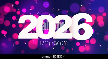 Bonne année 2026. Affiche festive de vacances ou de bannière avec bokeh. Illustration vectorielle Illustration de Vecteur