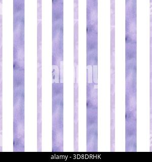 Motif aquarelle sans couture à rayures lavande et violettes. Lignes violettes dessinées à la main, fond géométrique avec des lignes pour Clipart de style rustique provence fo Banque D'Images