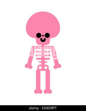Icône vectorielle squelette rose mignon. Kawaii gothique, symbole de mort drôle pour Halloween, design original, ou imprimés textiles pour enfants. Illustration de Vecteur