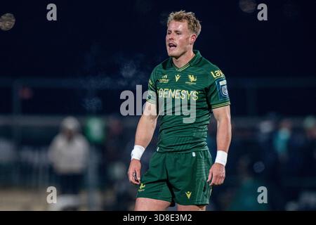 Galway, République d'Irlande. 29 novembre 2025. Sam Gilbert du Connacht lors du match de la ronde 6 du United Rugby Championship entre Connacht Rugby et Hollywoodbets Sharks au stade Dexcom de Galway, Irlande le 29 novembre 2025 (photo Andrew SURMA/Sipa USA). Crédit : Sipa USA/Alamy Live News Banque D'Images
