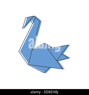Cygne origami. Oiseau en papier plié. Symbole d'icône de ligne de cygne en origami. Illustration vectorielle Illustration de Vecteur