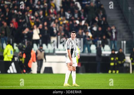 Turin, Italie. 29 novembre 2025. TURIN, ITALIE - NOVEMBRE 29 : Dusan Vlahovic de la Juventus FC lors du match de Serie A entre la Juventus FC et Cagliari Calcio au stade Allianz le 29 novembre 2025 à Turin, Italie. (Photo Alberto Gandolfo/Agence BSR) crédit : Agence BSR/Alamy Live News Banque D'Images