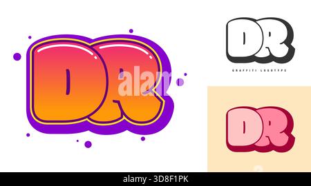 Conception de logo DR pour festival ou fête. Lettre initiale d et R en style graffiti. Creative Modern Lettering nom de la compagnie de typographie de police. Enfants tendance Illustration de Vecteur